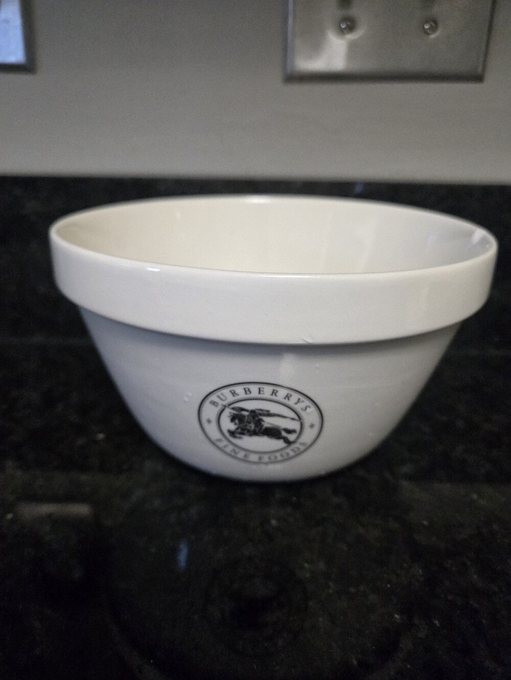 Burberry White Ceramic Logo Serving Bowl